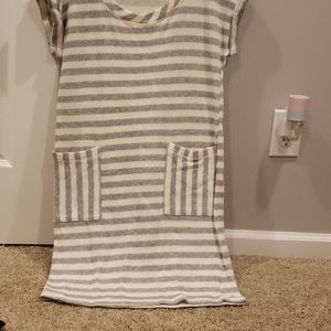 Grey and white striped dress